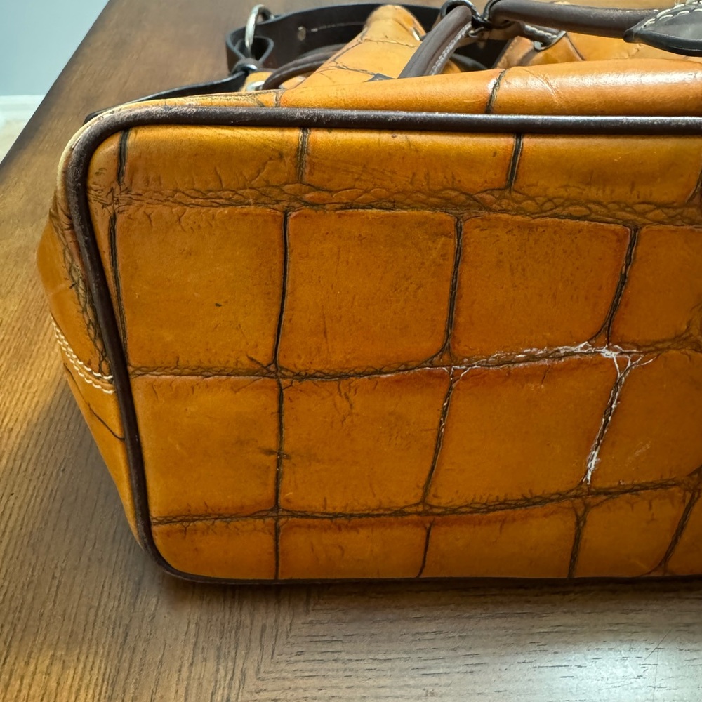 Vintage Dooney & Bourke Woven Beige and Dark Brown Handbag - Picture 12 of 14